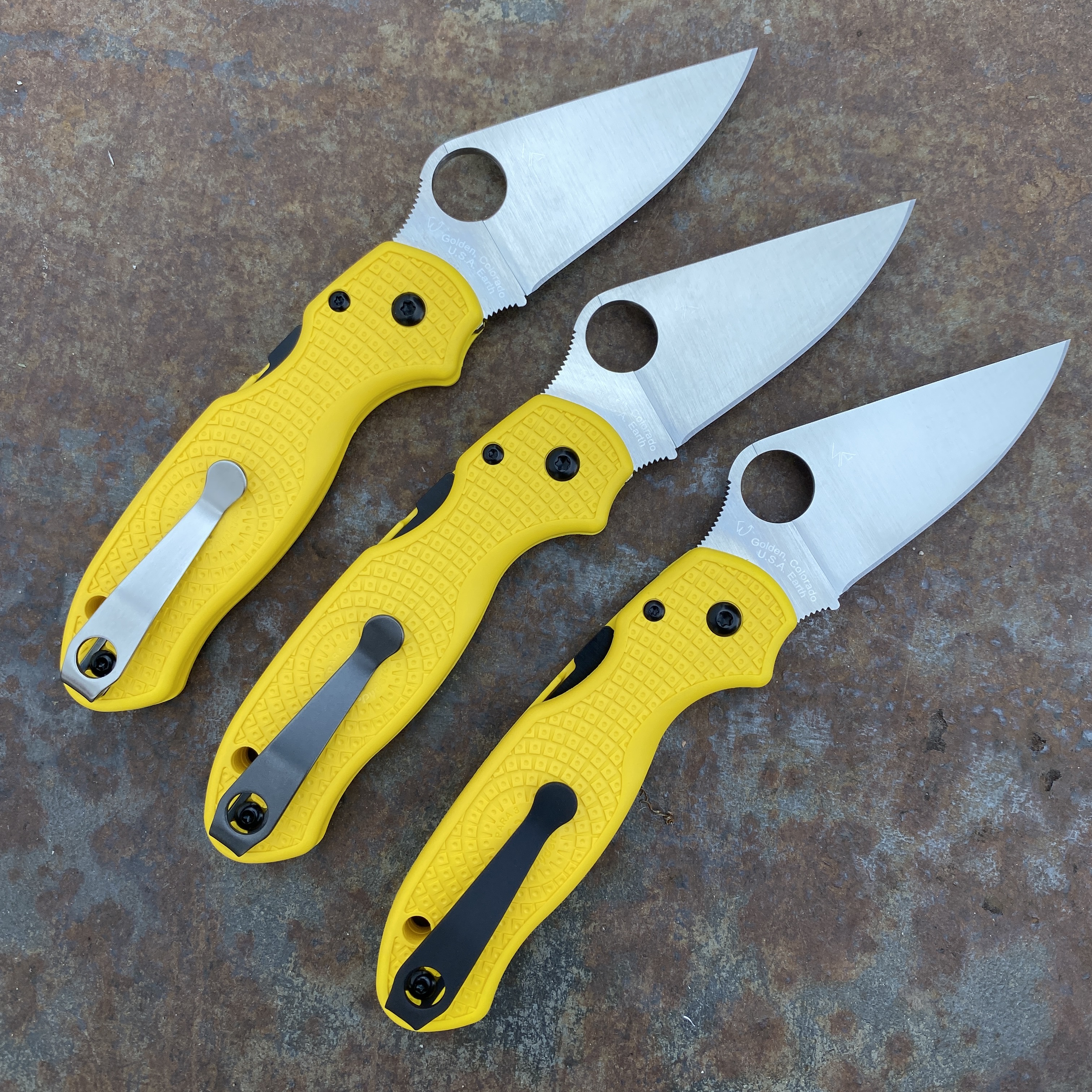 static.co パーレー Spyderco Para 3 Salt Knife Yellow/Black G-10 Satin