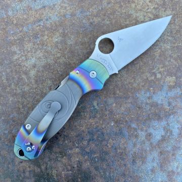 Spyderco Para 3 Limited Run High Voltage "Ti Fighter" Titanium Scale Kit