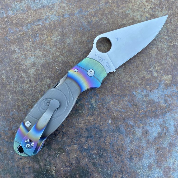 Spyderco Para 3 Limited Run High Voltage "Ti Fighter" Titanium Scale Kit
