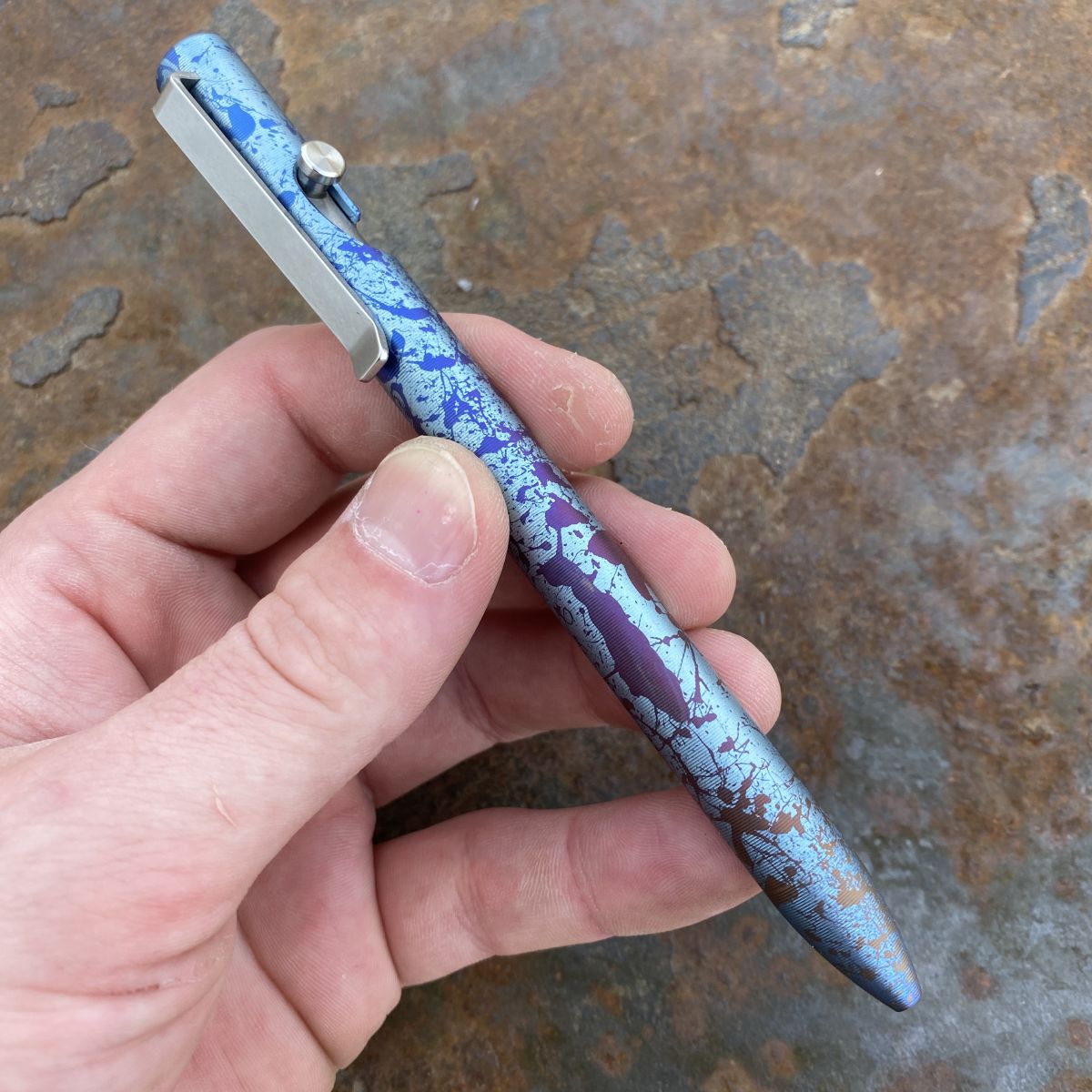 Tactile Turn Titanium Bolt Action Pen Fade Splatter Finish