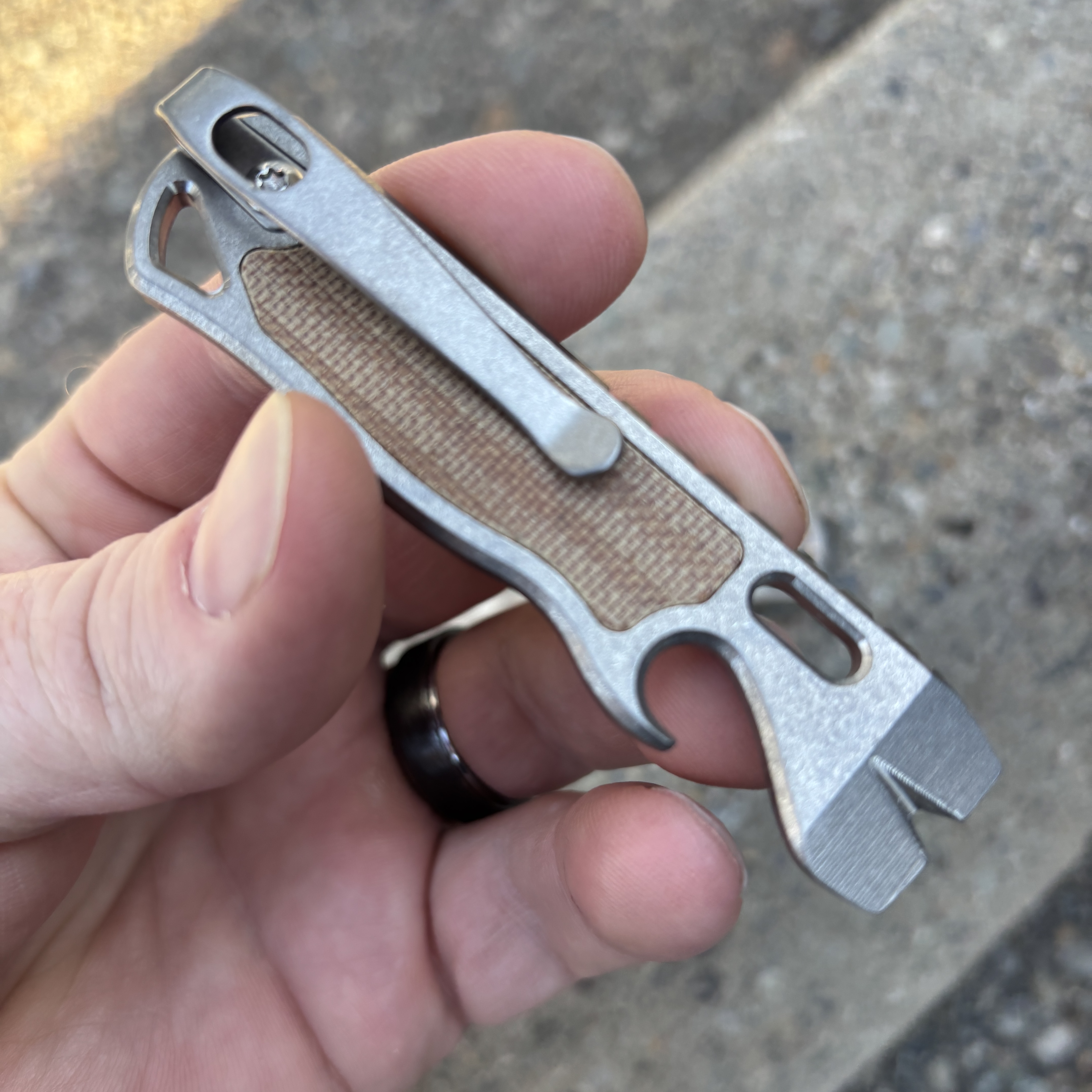 All Access Pass v4.i Brown Canvas Micarta Inlay Stonewashed Prybars