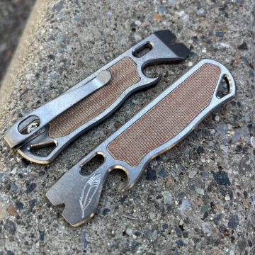 All Access Pass "Little Bro" v1.i Brown Canvas Micarta Inlay Stonewashed Prybars