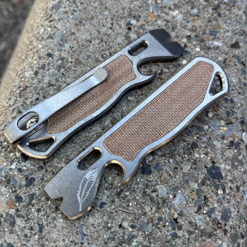 All Access Pass "Little Bro" v1.i Brown Canvas Micarta Inlay Stonewashed Prybars