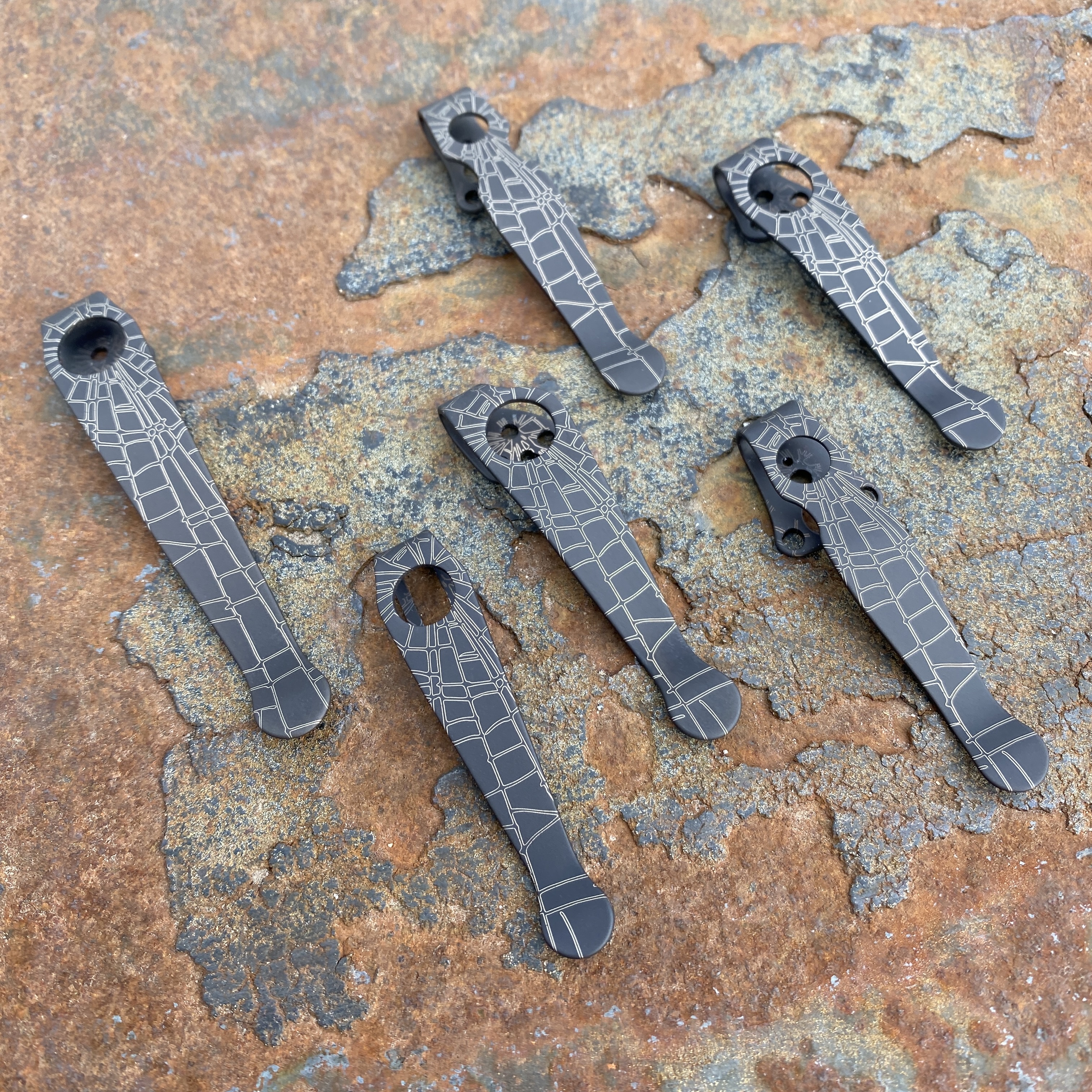 Black Spydie Web Deep Carry Titanium Pocket Clips