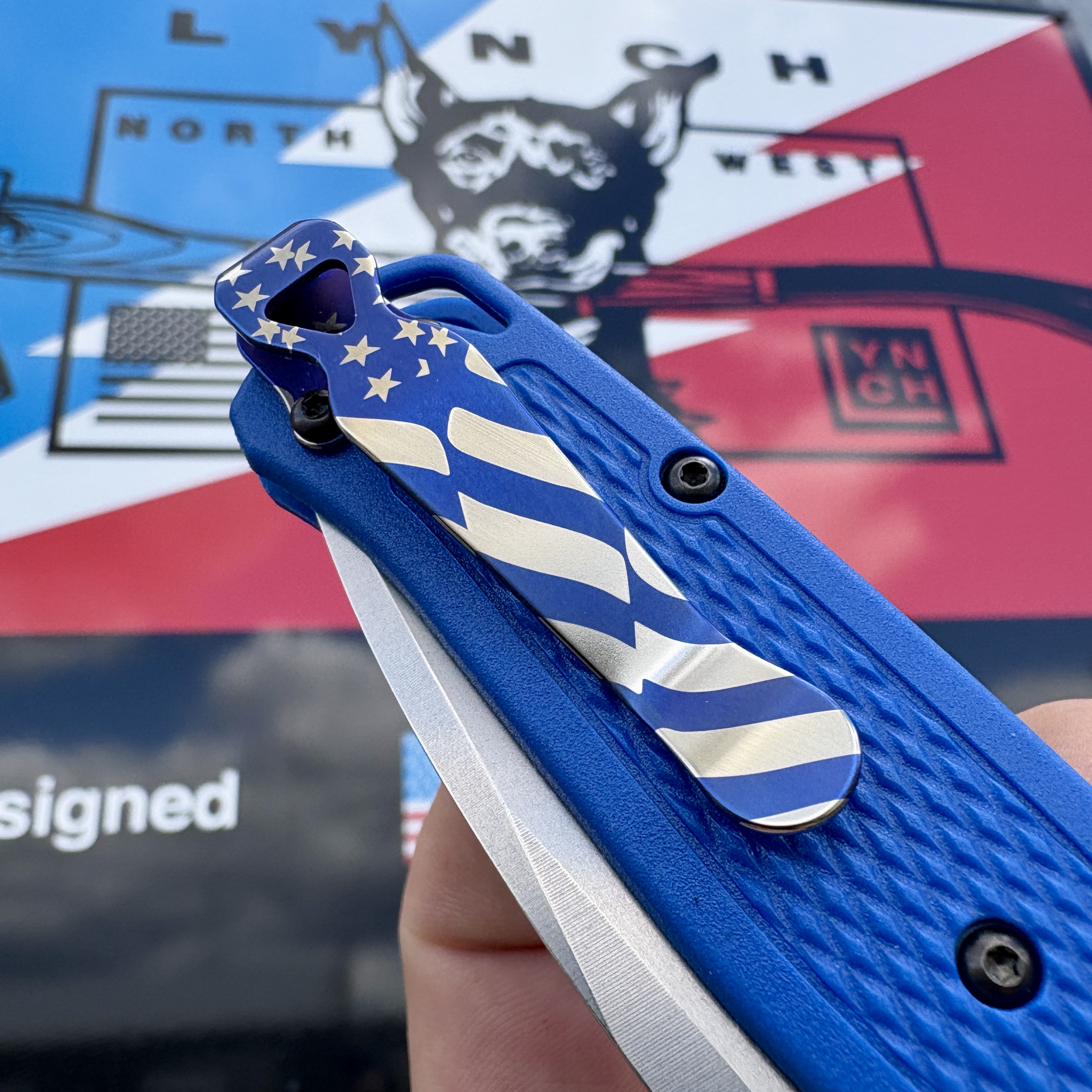 Blue Old Glory Deep Carry Titanium Pocket Clips