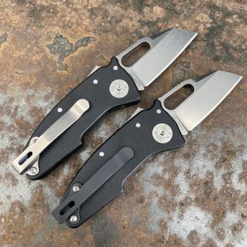 Demko Nano Shark Black G10 Scales Stonewashed CPM 20CV Sharks Foot Blade Folding Knife