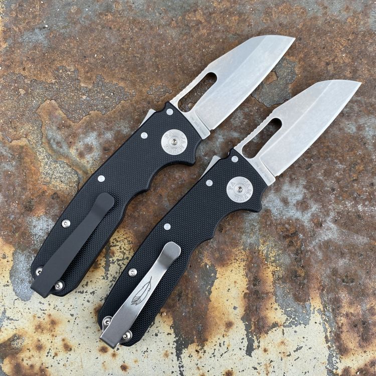 Demko Shark Cub Black G10 Scales Stonewashed 20CV Shark Foot Blade Folding Knife