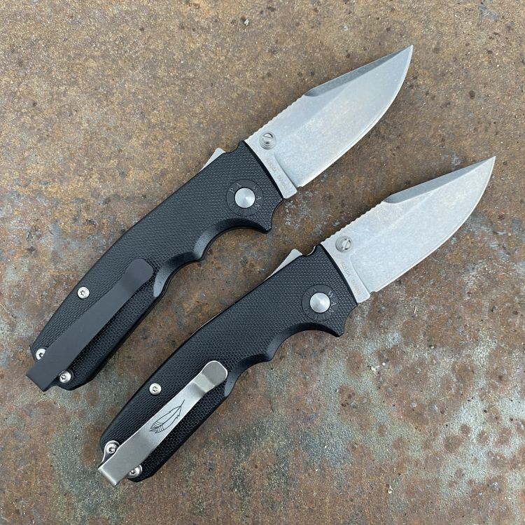 Demko Shark Cub Black Polymer Stonewashed AUS10A Clip Point Blade Folding Knife