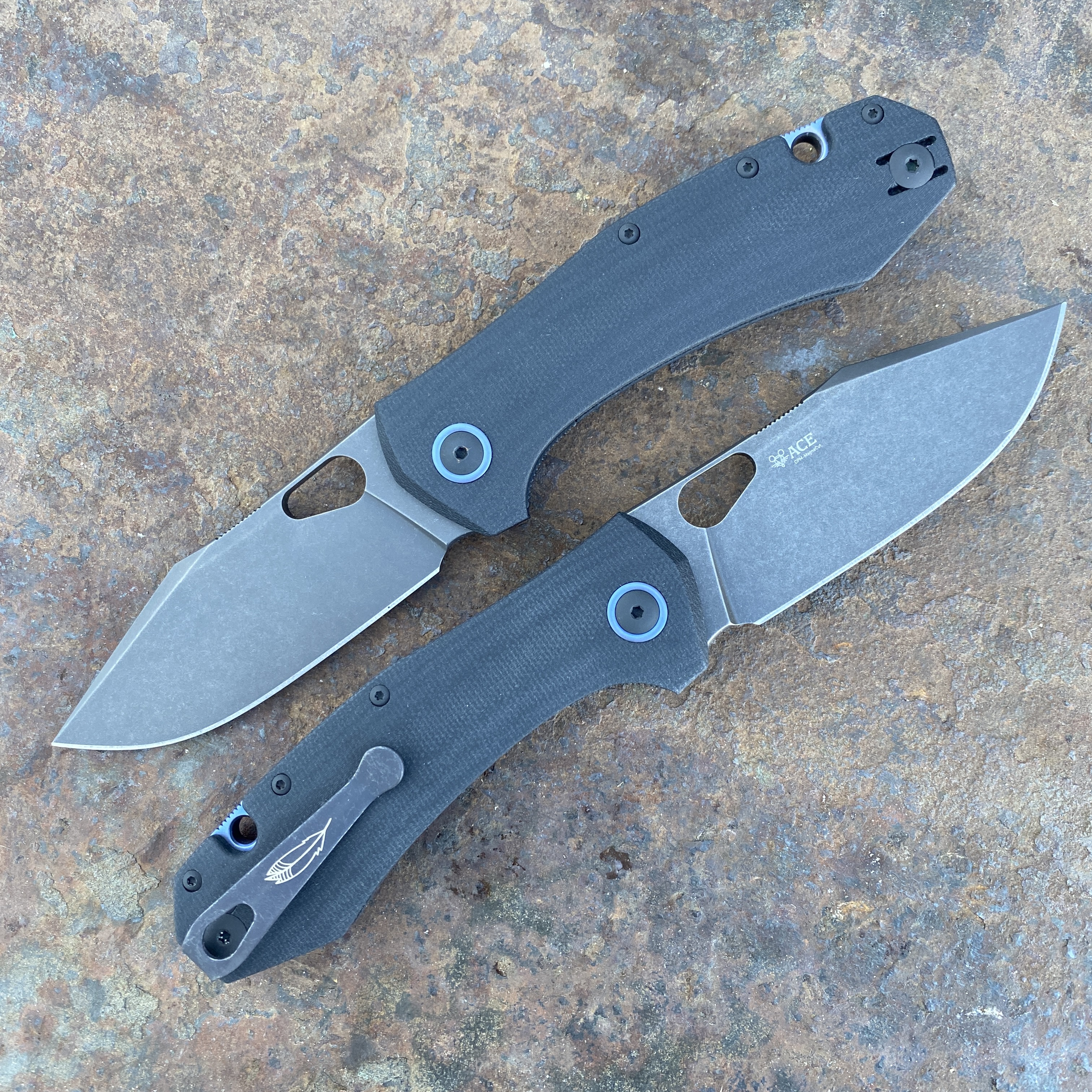 GiantMouse ACE Grand Black Canvas Micarta Stonewashed PVD MagnaCut