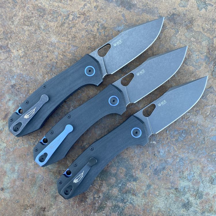 GiantMouse ACE Grand Black Canvas Micarta Stonewashed PVD MagnaCut Blade Folding Knife