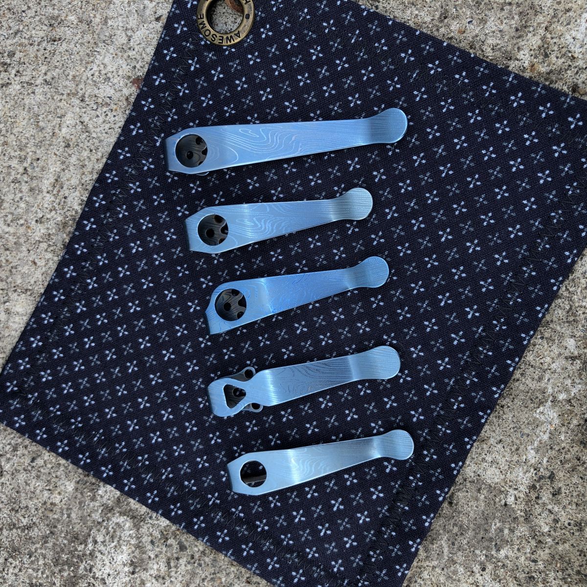 Fauxmascus Ice Blue Deep Carry Titanium Pocket Clips