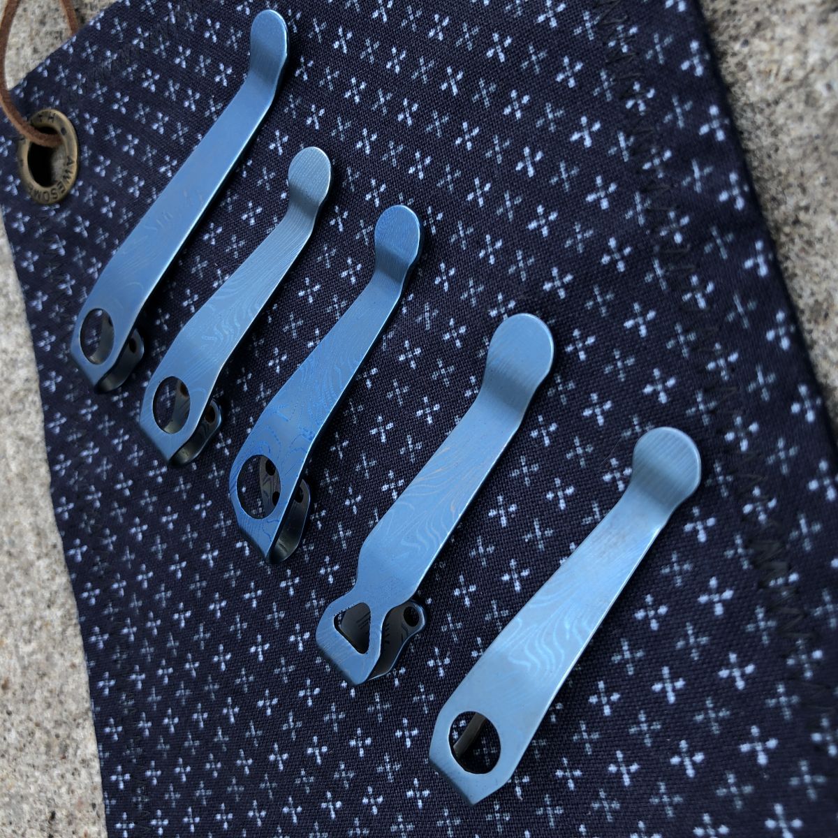 Fauxmascus Ice Blue Deep Carry Titanium Pocket Clips