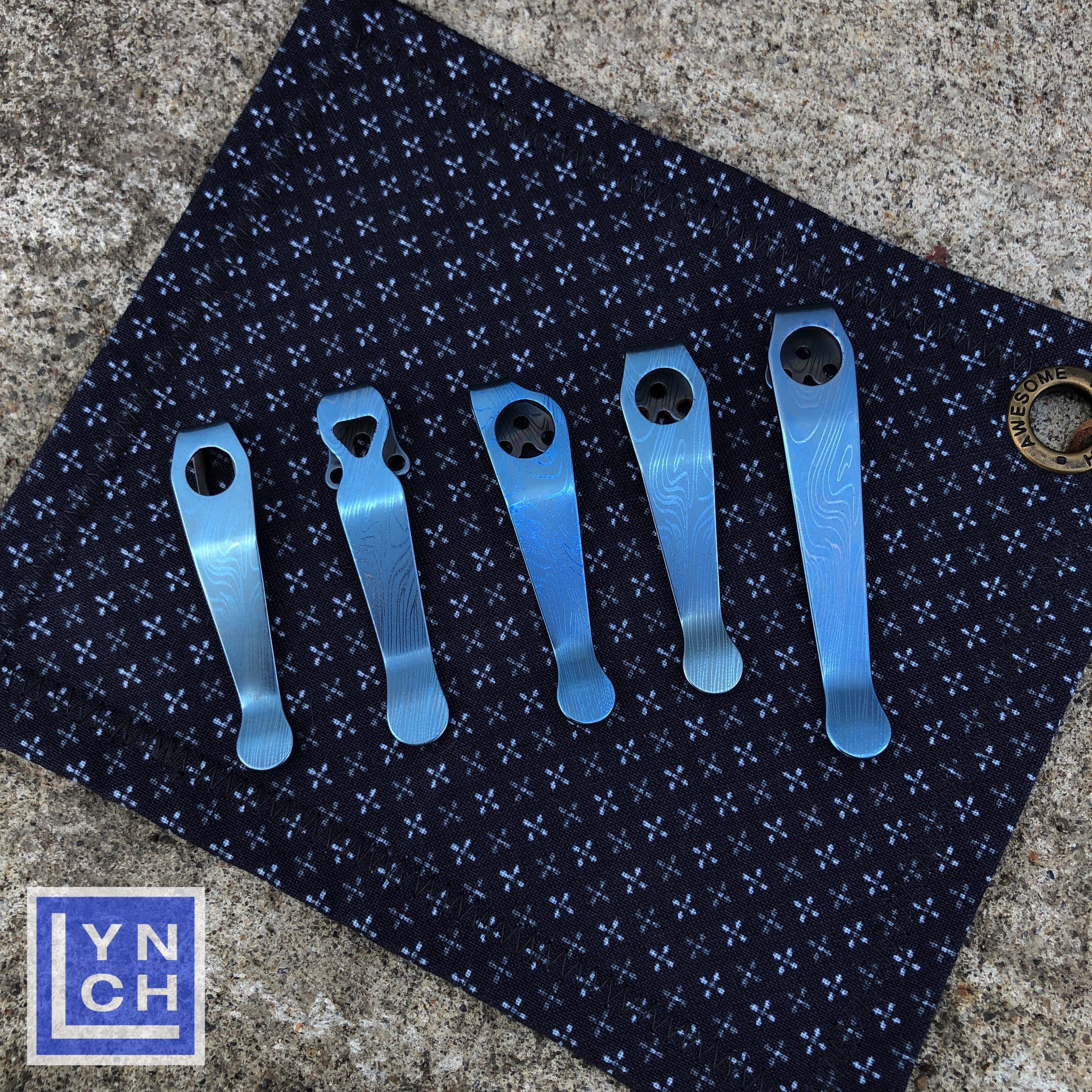 Fauxmascus Ice Blue Deep Carry Titanium Pocket Clips