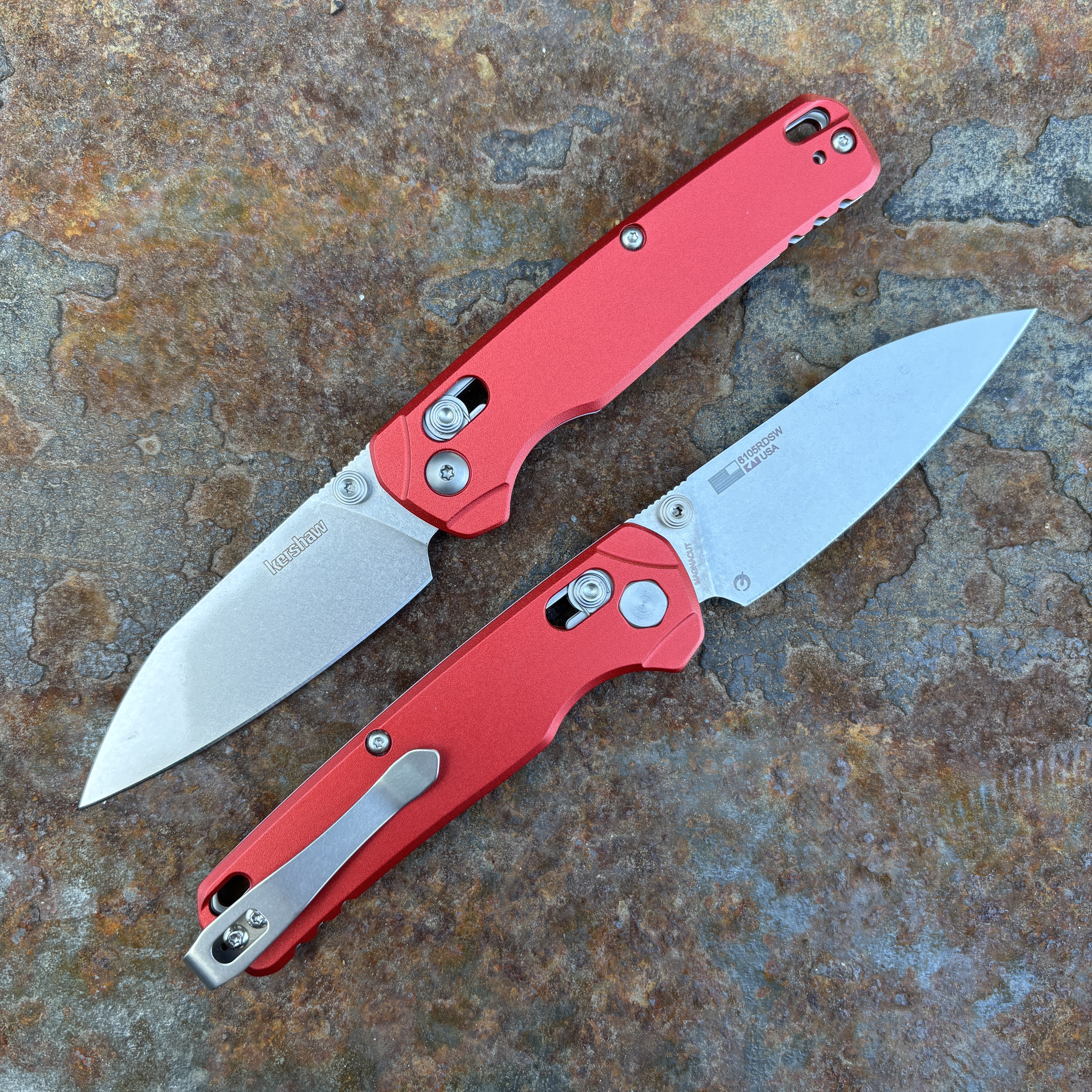 Kershaw Bel-Air Dura-Lock Red Aluminum Stonewash MagnaCut Blade