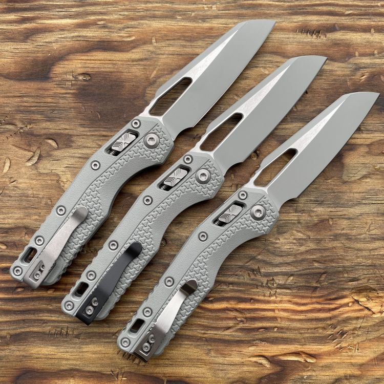 Microtech MSI Ram-Lok Bull Shark Gray Cerakote Tri-Grip Polymer 2 Tone M390 Folding Knife