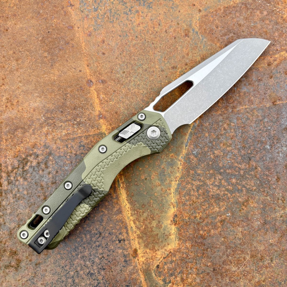 Microtech MSI Ram-Lok Cerakote Olive Camo Tri-Grip Polymer