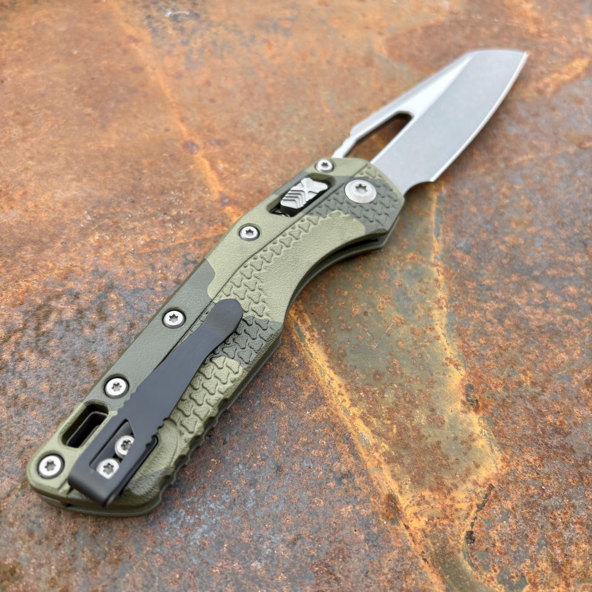 Microtech MSI Ram-Lok Cerakote Olive Camo Tri-Grip Polymer