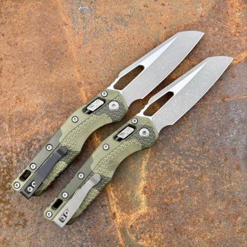 Microtech MSI Ram-Lok Cerakote Olive Camo Tri-Grip Polymer Apocalyptic M390 Folding Knife