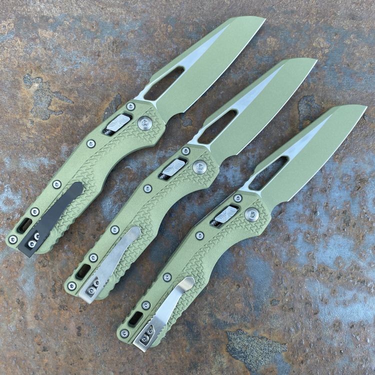 Microtech MSI Ram-Lok Crocodile Tri-Grip Polymer Vintage Green M390 Folding Knife