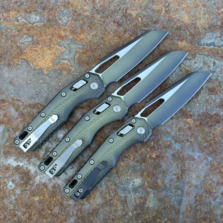 Microtech MSI Ram-Lok Faded Bazooka Green Tri-Grip Polymer and M390 Blade Folding Knife