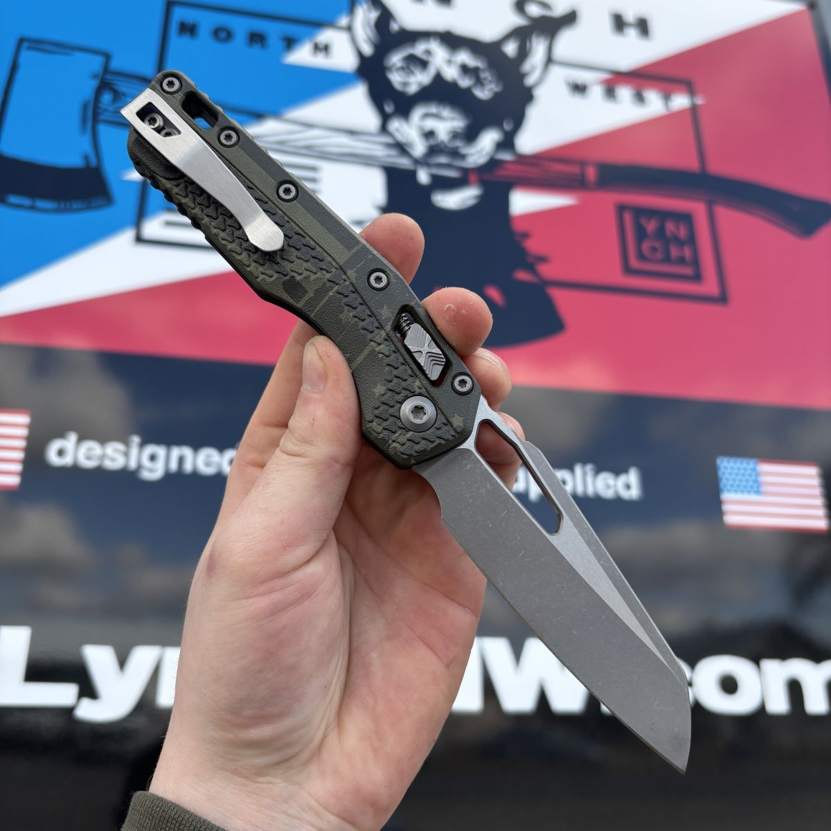 Microtech MSI Ram-Lok Olive Drab Green Flag Tri-Grip Polymer