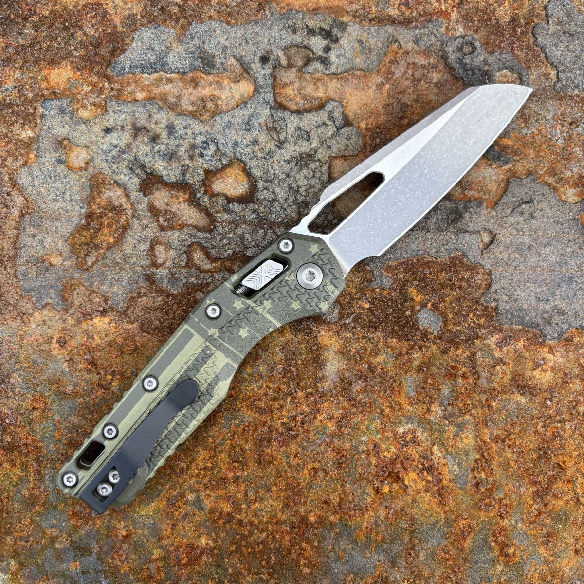Microtech MSI Ram-Lok Olive Drab Green Flag Tri-Grip Polymer