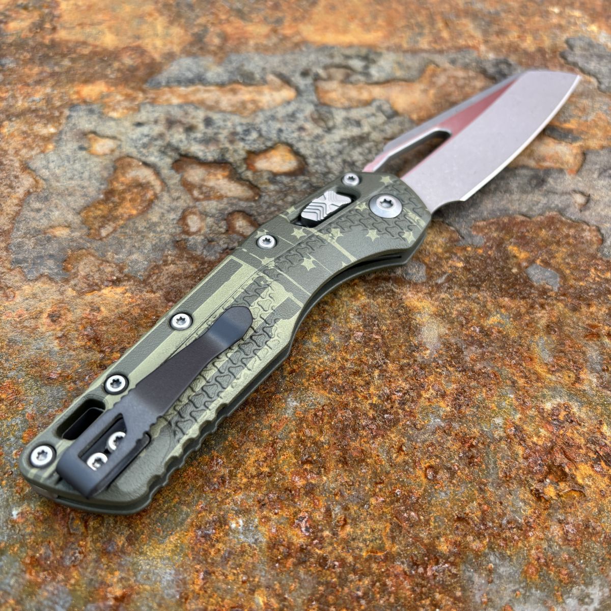 Microtech MSI Ram-Lok Olive Drab Green Flag Tri-Grip Polymer