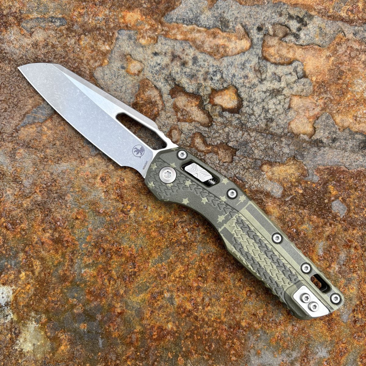 Microtech MSI Ram-Lok Olive Drab Green Flag Tri-Grip Polymer