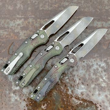 Microtech MSI Ram-Lok Outbreak Green/Red Polymer Battle Two-Tone M390 Folding Knife