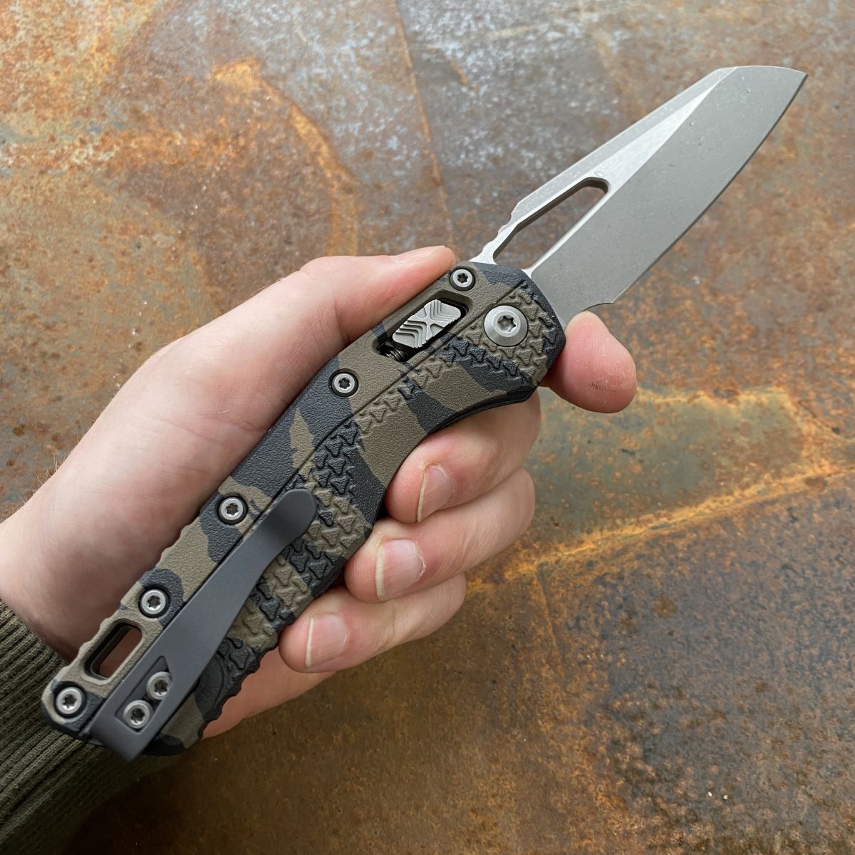 Microtech MSI Ram-Lok Tiger Camo Polymer Apocalyptic M390 (210T