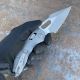 Microtech Stitch Ram-Lok Fluted Clear Aluminum Partial Serrated Apocalyptic M390 Folding Knife