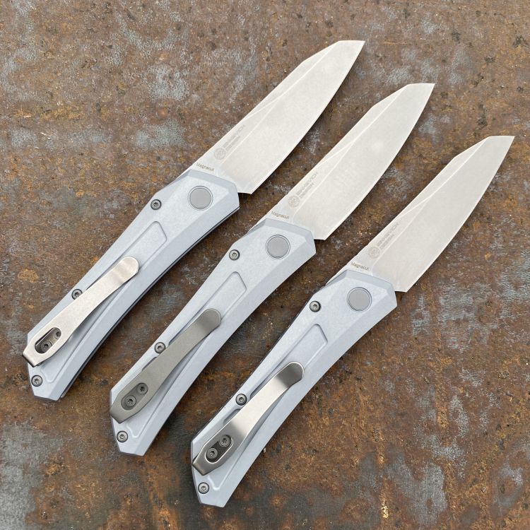 Pro-Tech Auto Sinkevich Oligarch Grey Aluminum Stone Magnacut Blade Folding Knife