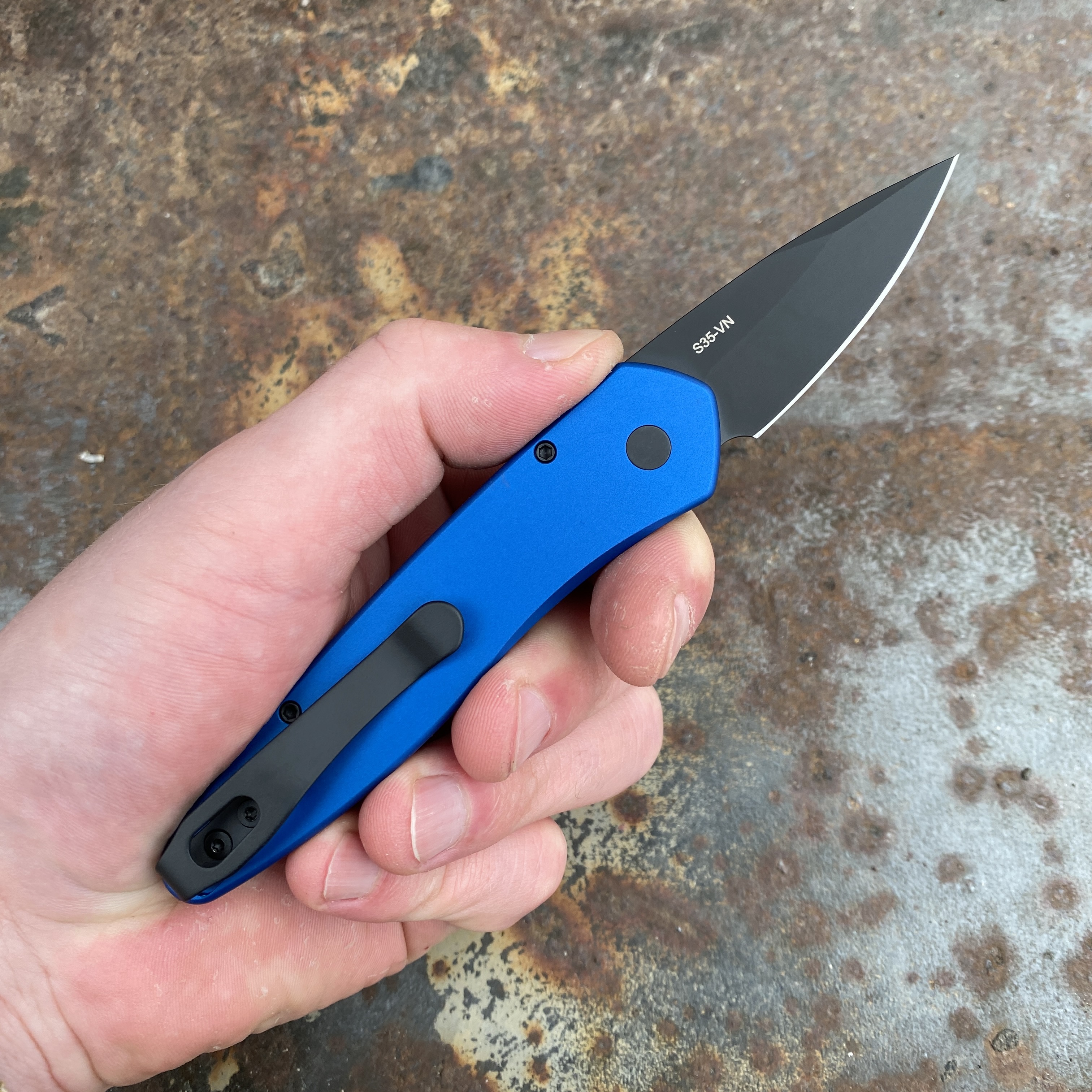 Pro-Tech Half-Breed Auto Newport Blue Aluminum Black S35V Sprint