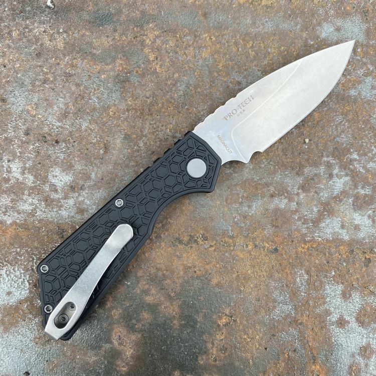 Pro-Tech Strider PT+ Auto Black Aluminum Gridlock Stonewash Magnacut Blade Folding Knife