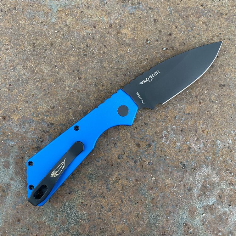 Pro-Tech Strider PT+ Auto Blue Aluminum Black Magnacut Blade Folding Knife