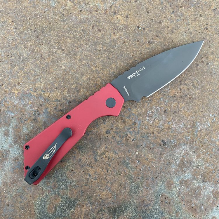 Pro-Tech Strider PT+ Auto Red Aluminum Black Magnacut Blade Folding Knife