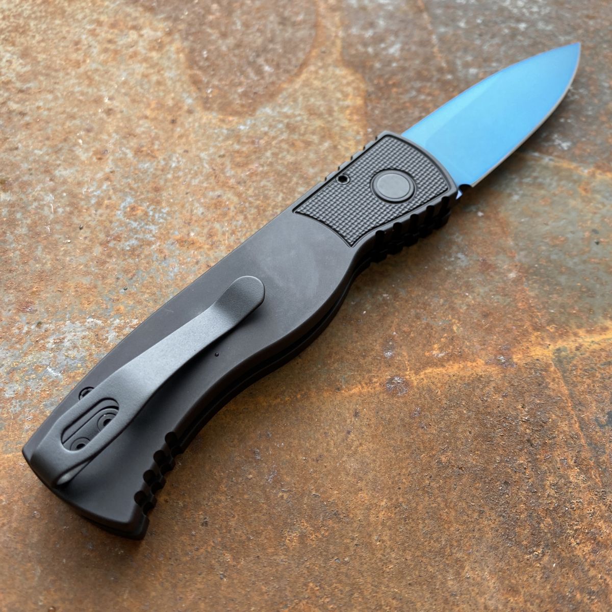 Pro-Tech TR-2 Auto Textured Black Aluminum Sapphire Blue MagnaCut
