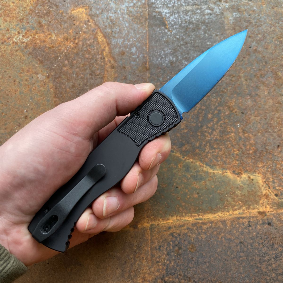 Pro-Tech TR-2 Auto Textured Black Aluminum Sapphire Blue MagnaCut