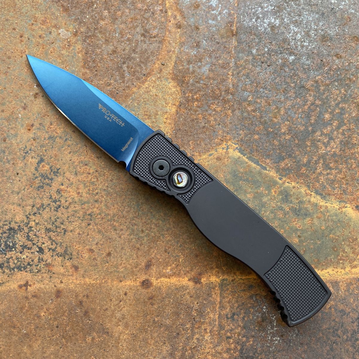 Pro-Tech TR-2 Auto Textured Black Aluminum Sapphire Blue MagnaCut