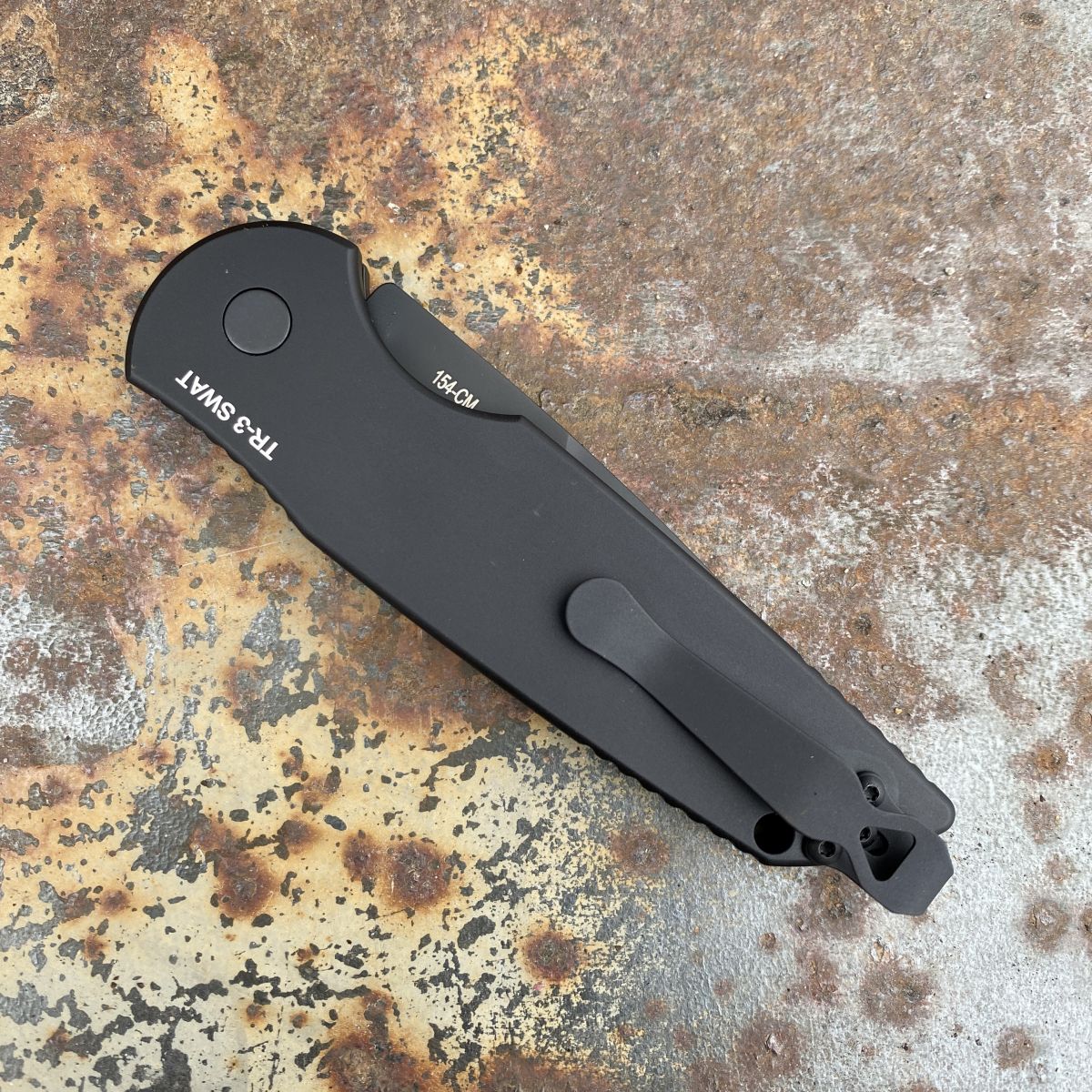 Pro-Tech TR-3 Auto SWAT Black Grooved Aluminum Black 154CM Blade