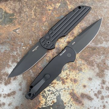 Pro-Tech TR-3 Auto SWAT Black Grooved Aluminum Black 154CM Blade Folding Knife