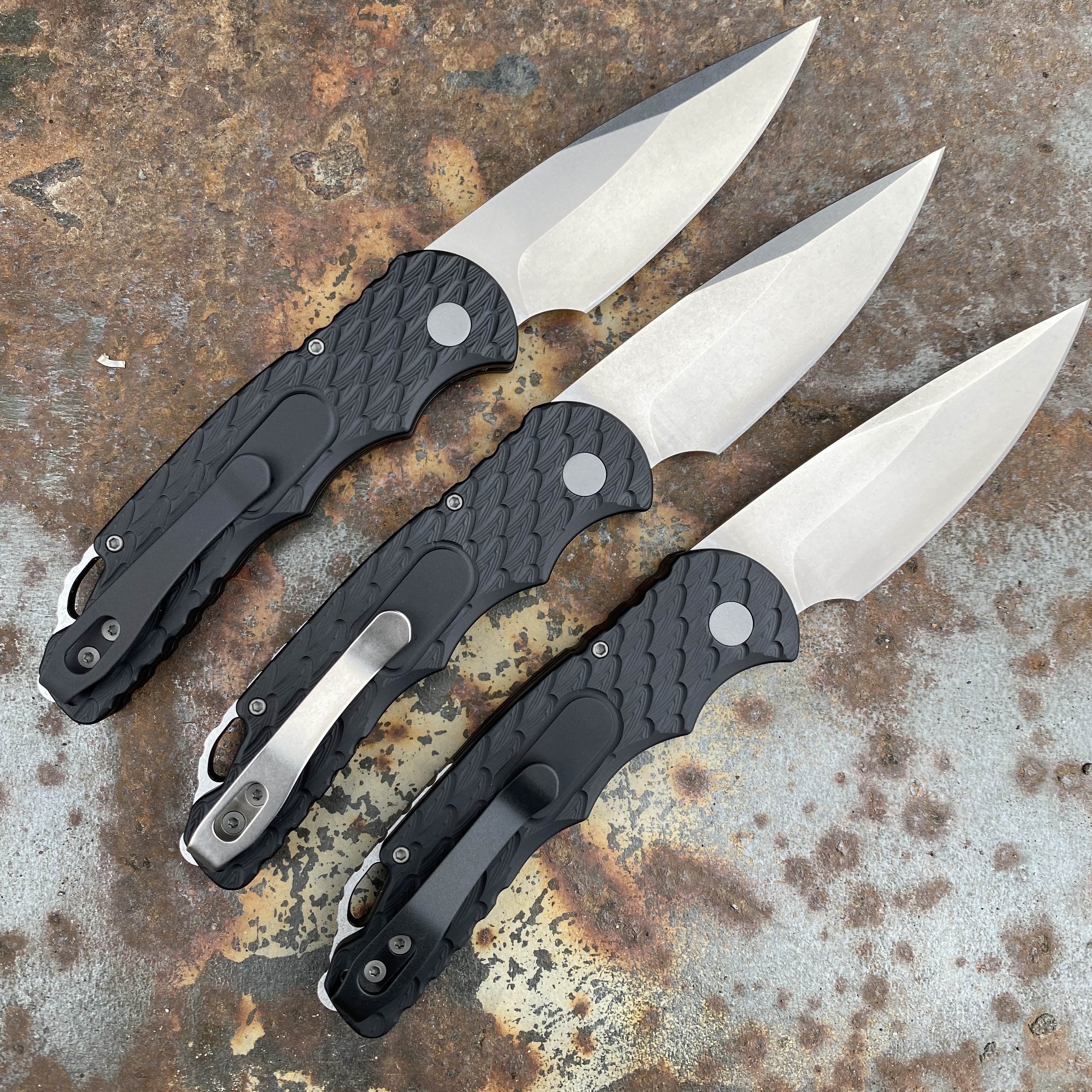 Pro-Tech TR-5 Auto Black Feather Aluminum Stonewashed S35V Blade