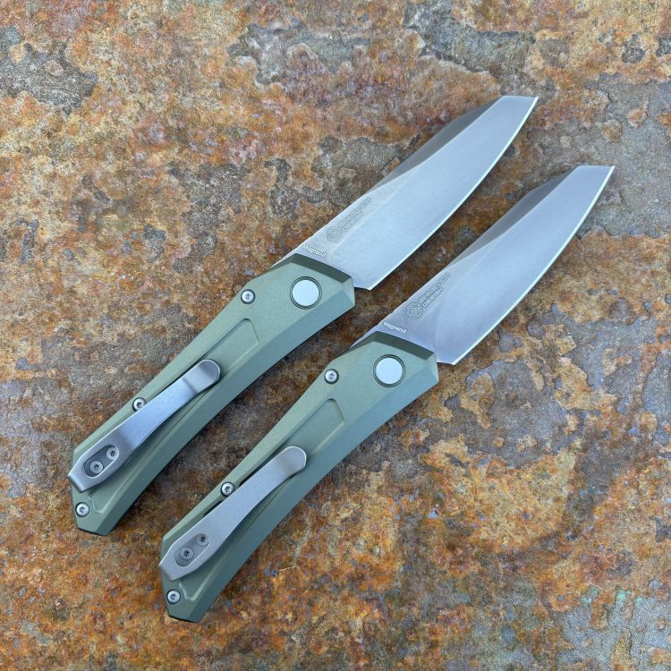 Pro-Tech Auto Sinkevich Oligarch Green Aluminum Smoky Grey DLC MagnaCut Blade Folding Knife