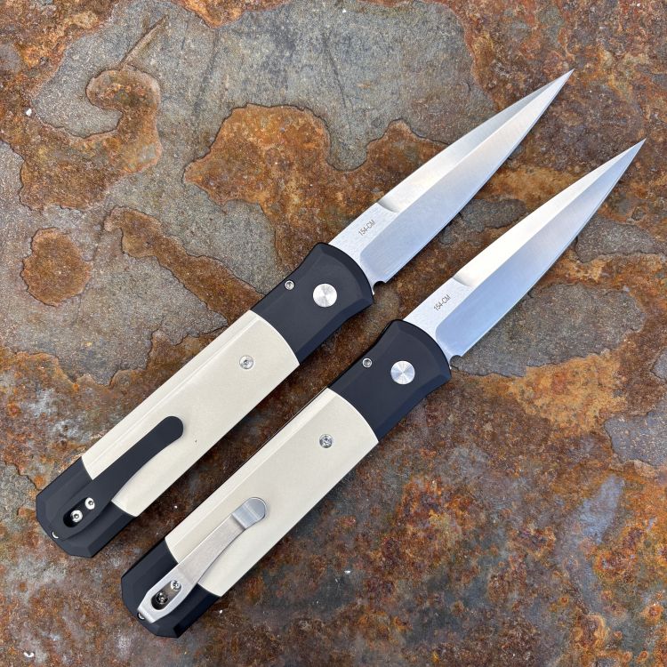 Pro-Tech Godfather Auto Tuxedo Aluminum Satin 154CM Blade Folding Knife