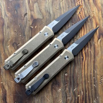 Pro-Tech Godson Auto Bronze Aluminum 2 Tone DLC Black/Satin 154CM Blade Folding Knife