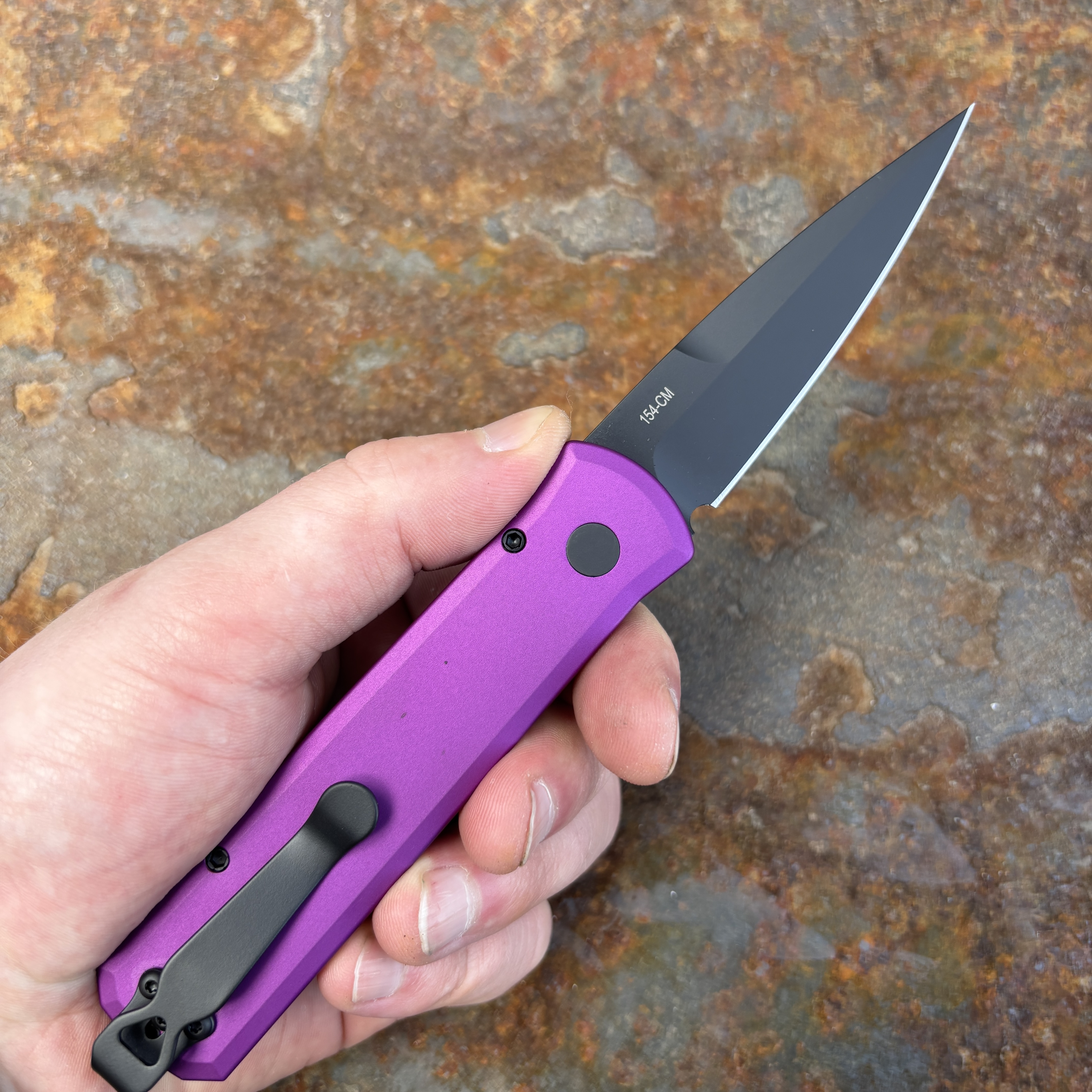 Pro-Tech Godson Auto Purple Aluminum Black DLC 154CM Blade (721