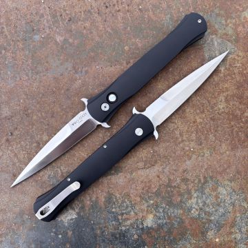 Pro-Tech Large Don Auto Black Aluminum Satin 154CM Blade Folding Knife