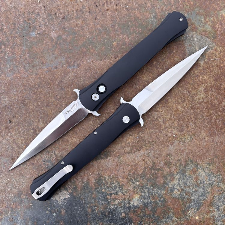 Pro-Tech Large Don Auto Black Aluminum Satin 154CM Blade Folding Knife