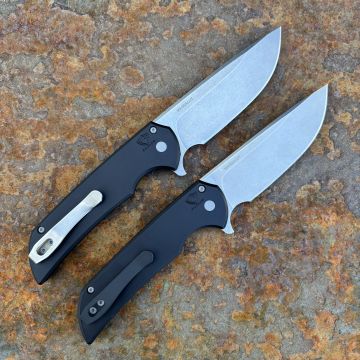 Pro-Tech Mordax Black Aluminum Stonewashed MagnaCut Blade Folding Knife