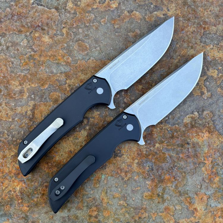 Pro-Tech Mordax Black Aluminum Stonewashed MagnaCut Blade Folding Knife